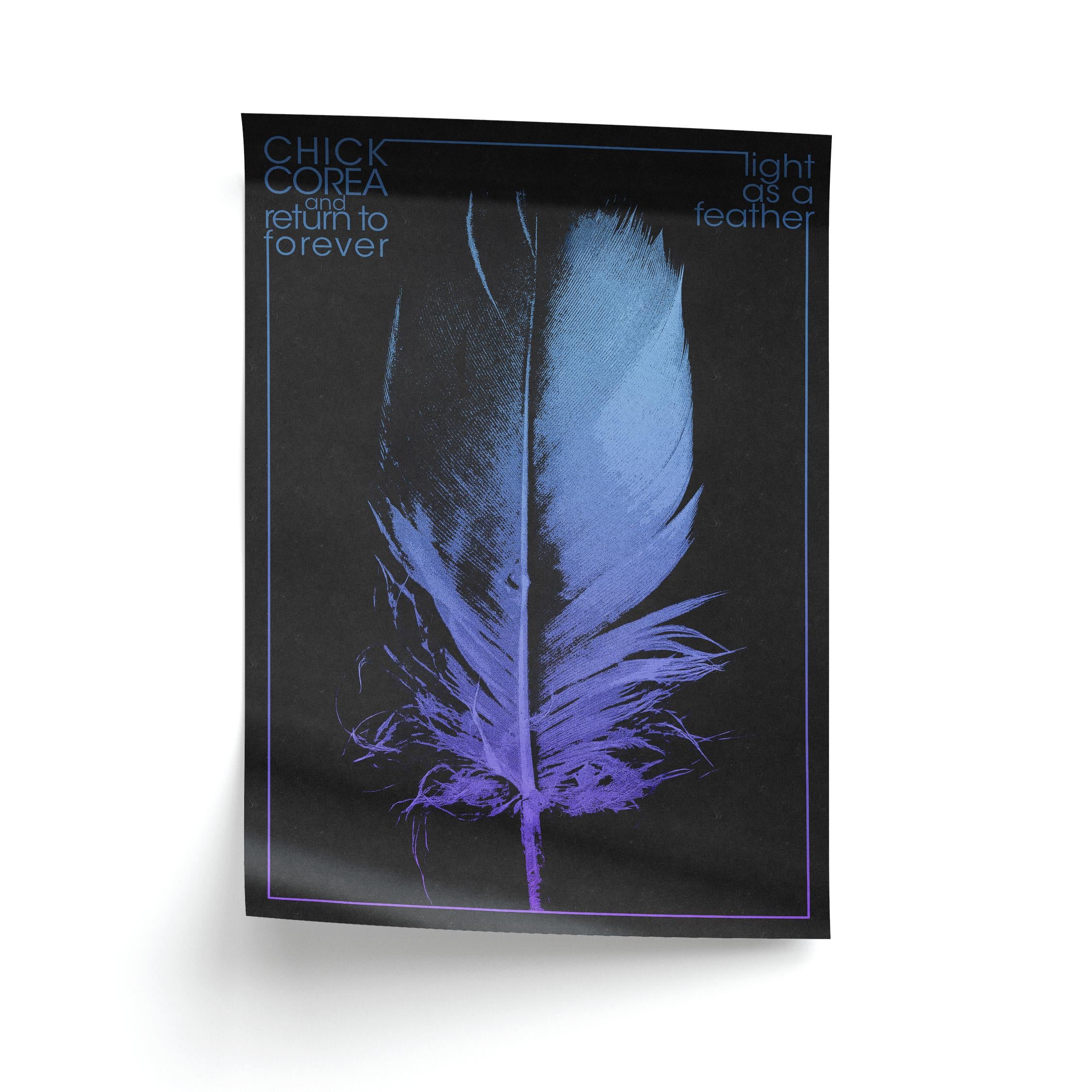 Return to Forever 1973 album poster with bold retro typography and feather imagery.