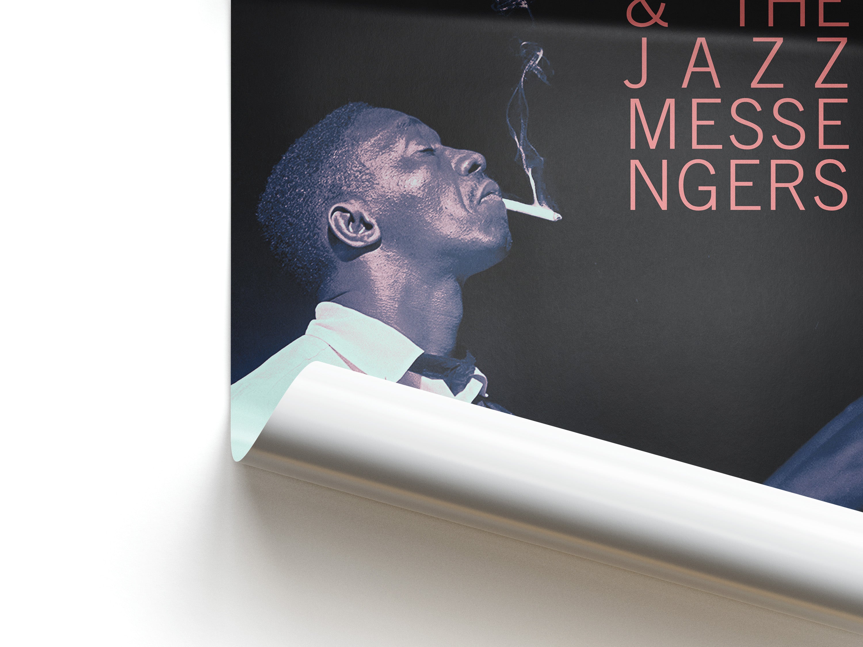 Album cover with a man smoking a cigarette and text 'The Jazz Messengers' on a dark background.