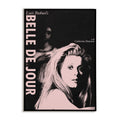 Belle de Jour 1967 Luis Bunuel film poster featuring Catherine Deneuve in pastel pink design