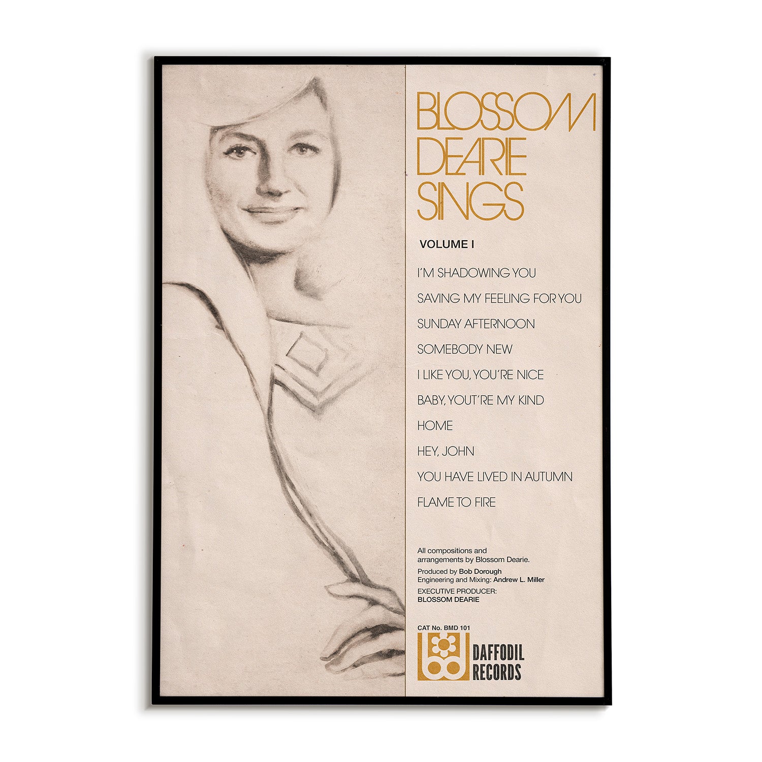 Album cover with a portrait of a woman and text on a beige background