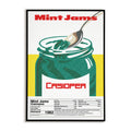 Casiopea Mint Jams Poster designed as a Nutrition Facts label with track list and band personnel information