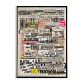 Framed collage of various words and phrases on a white background