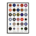 Poster of 'The Colors of Trip Hop 1991-2001' with various colored circles and text on a white background
