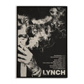 Poster of a David Lynch smoking a cigarette, featuring David Lynch's filmography.