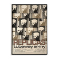 Poster with a collage of faces and text 'Replicas tubeway army' on a white background