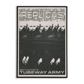 Poster of 'Replicas' from 'Tubeway Army' by Gary Numan with black and white design.