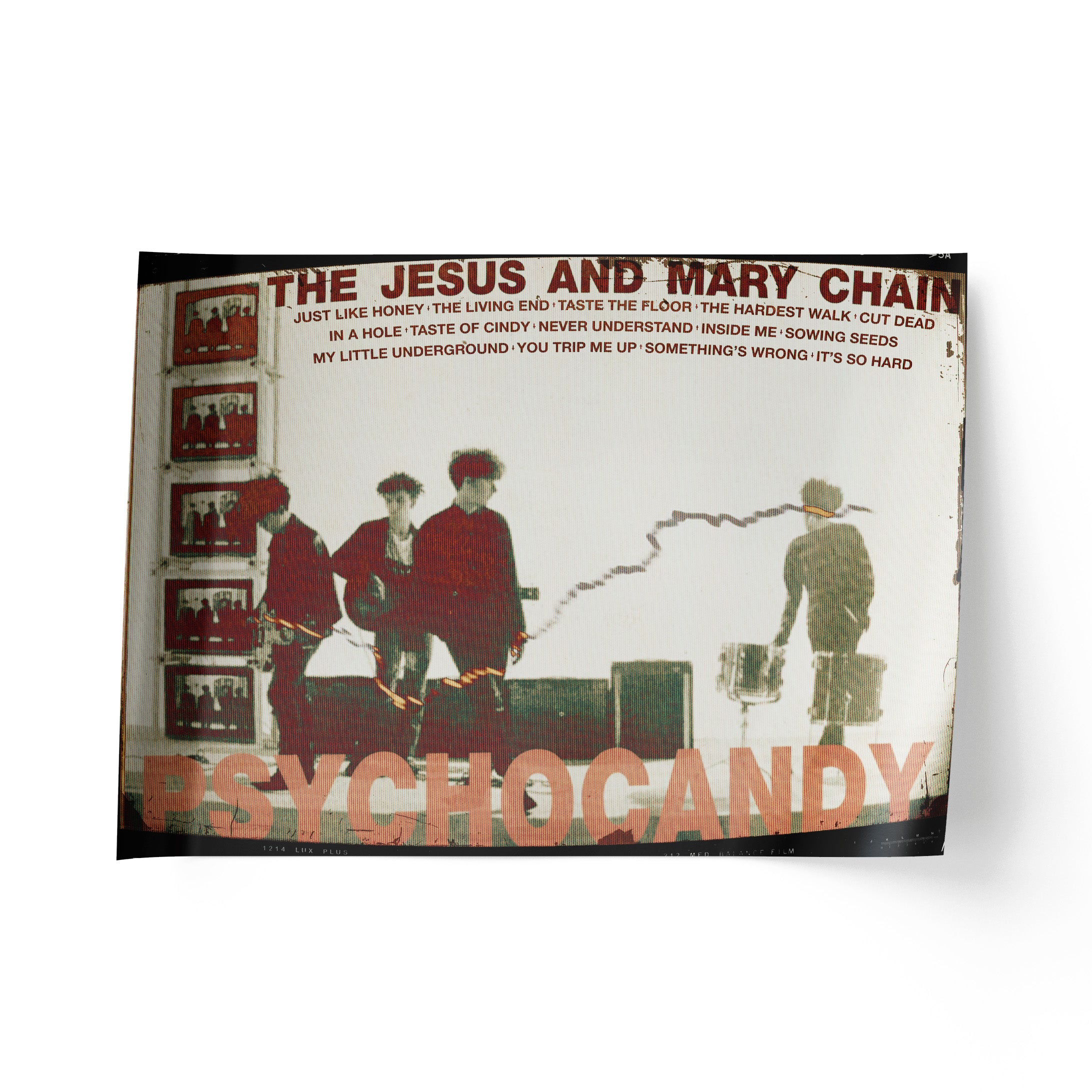 Album cover for 'Psychocandy' by The Jesus and Mary Chain on a white background