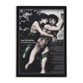 Artwork of a classical painting of mythological lovers with "Joy Division" "Love Will Tear Us Apart" text overlay alongside the full lyrics to the song.