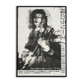 Black and white poster with text and a stylized blurry image of a person playing guitar
