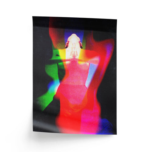 Colorful abstract art print on a black background