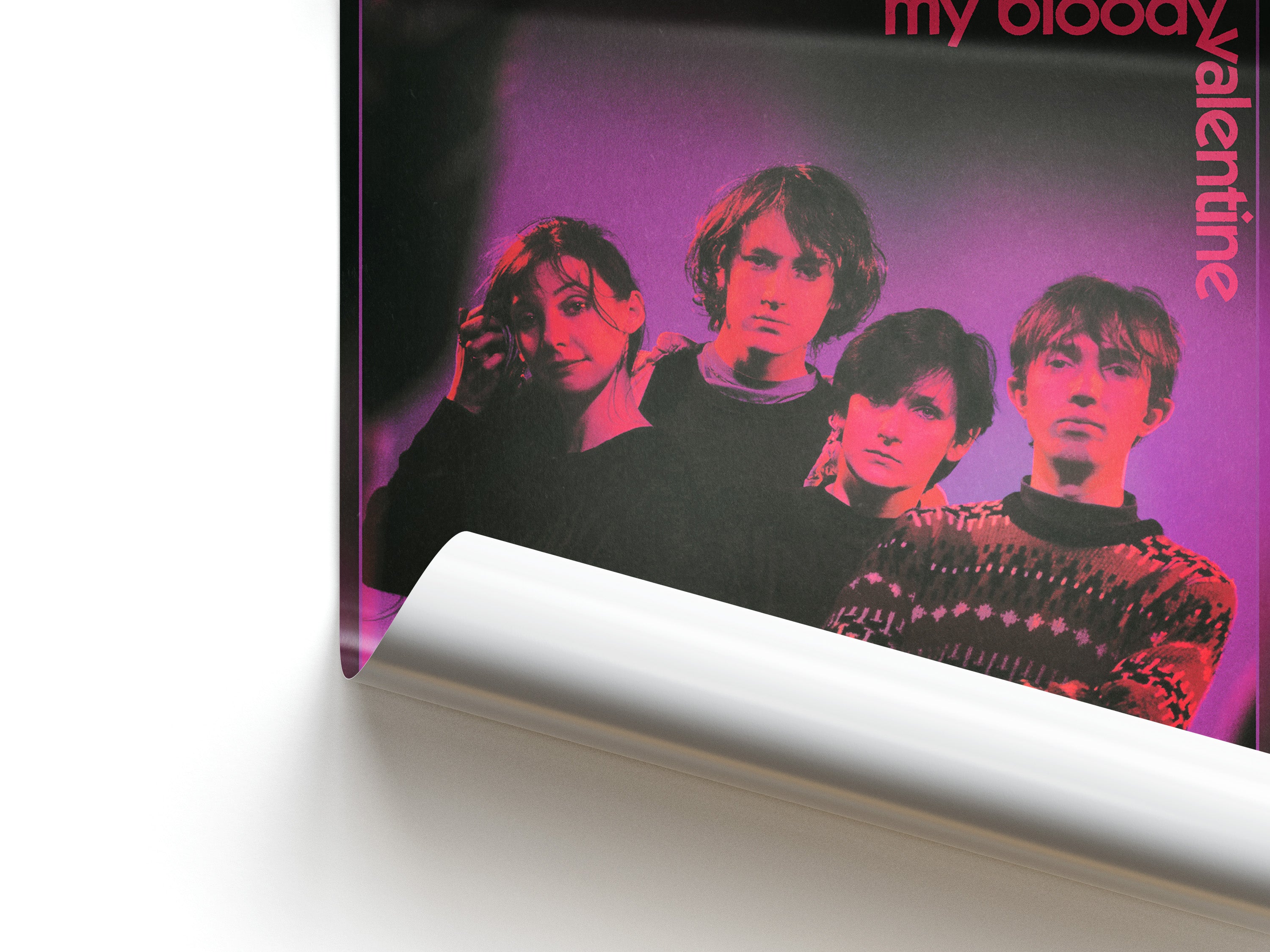 Album poster of 'My Bloody Valentine' with band members on a purple background
