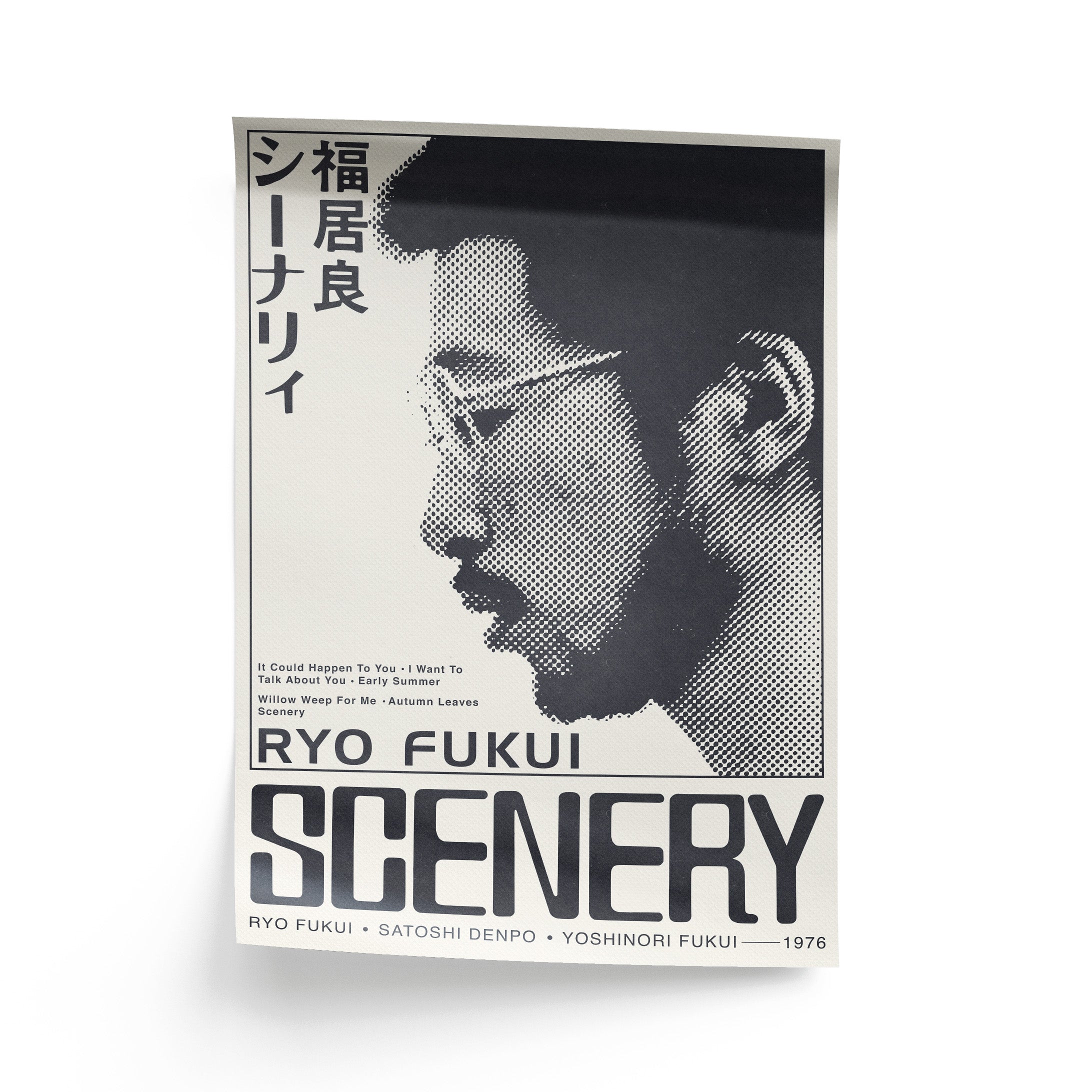 Book cover with a black and white portrait of a man and text on a white background