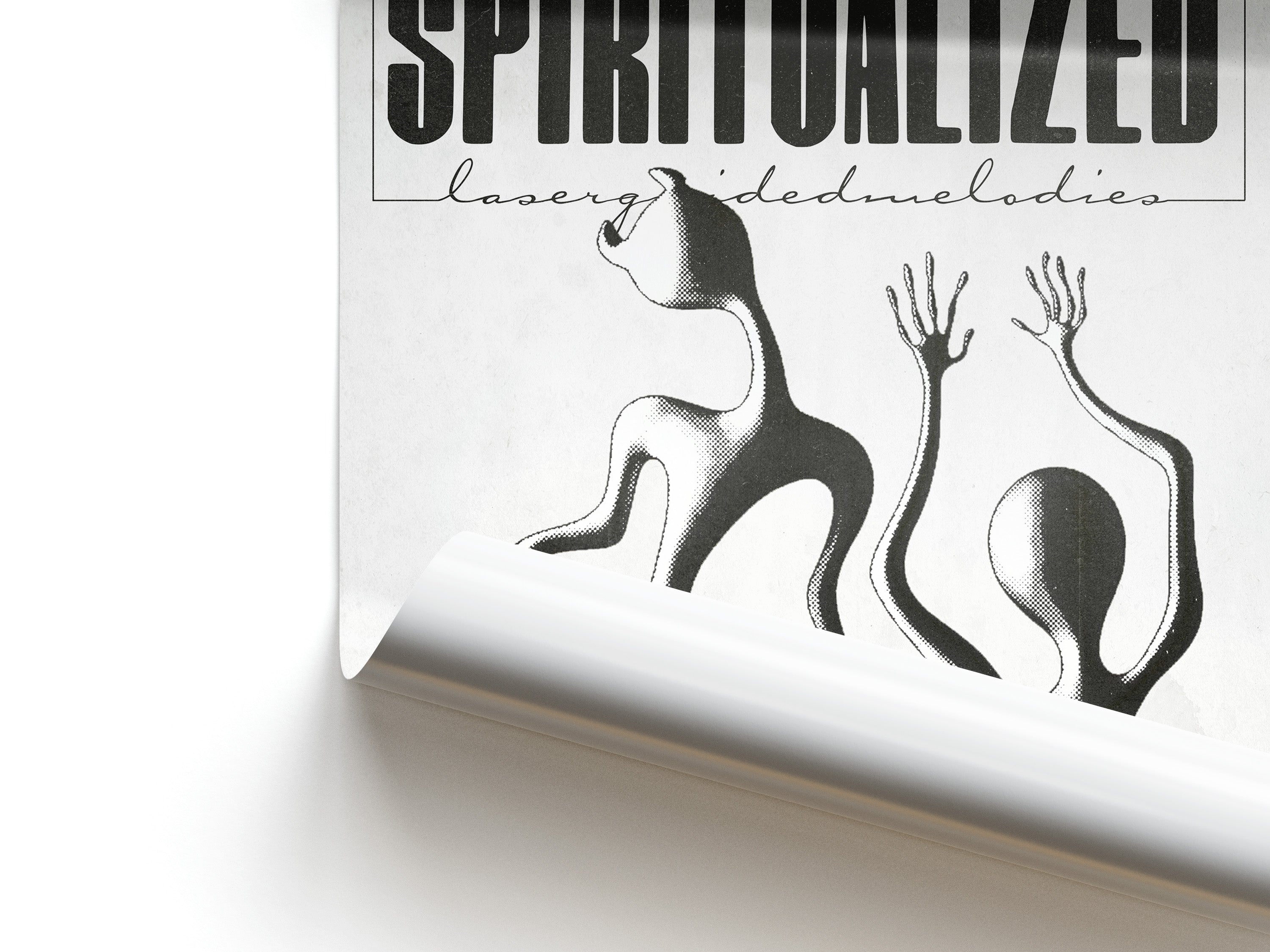 Spiritualized band poster for 1992 debut album Lazer Guided Melodies with geometric design elements