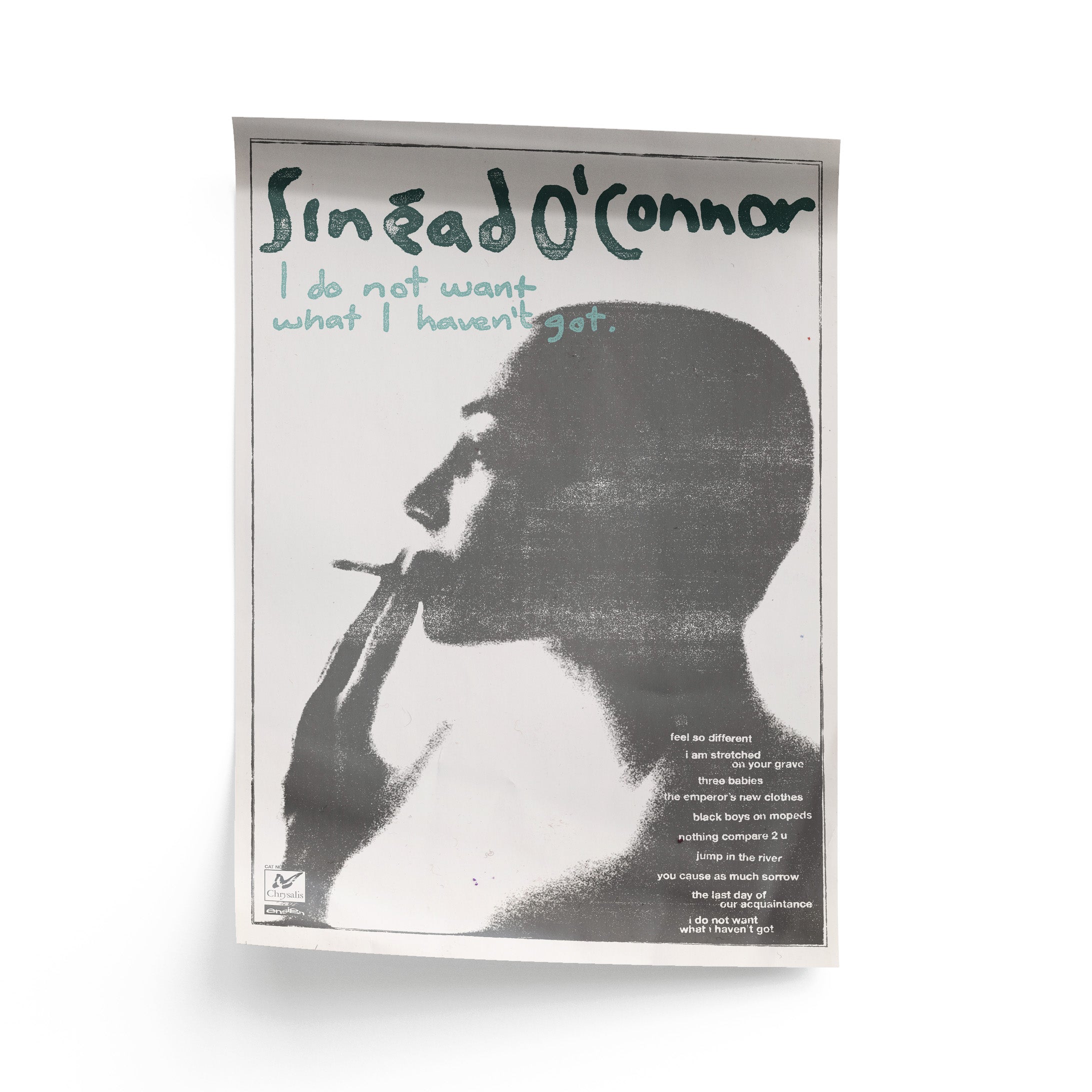 Poster of Sinéad O'Connor with text 'I do not want what I haven't got.'