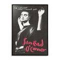 Framed poster of Sinéad O'Connor with text on a black background
