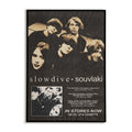 Promotional poster for Slowdive's 'Souvlaki' album with band members and text.