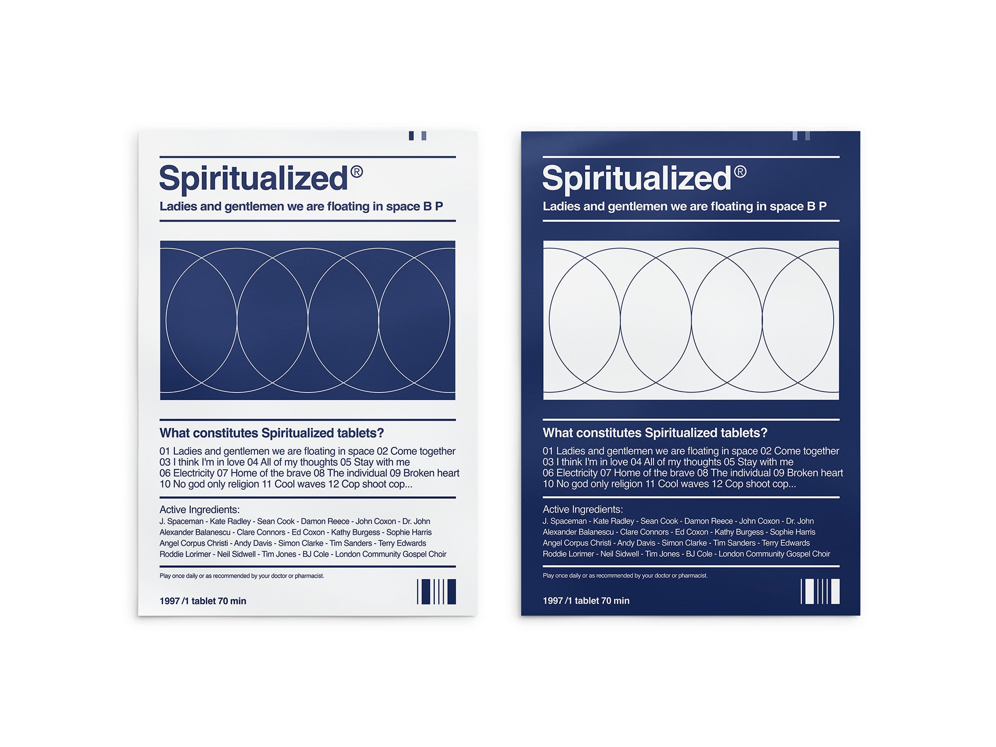 Two album covers for 'Ladies and Gentlemen We Are Floating In Space' by Spiritualized on a white background.