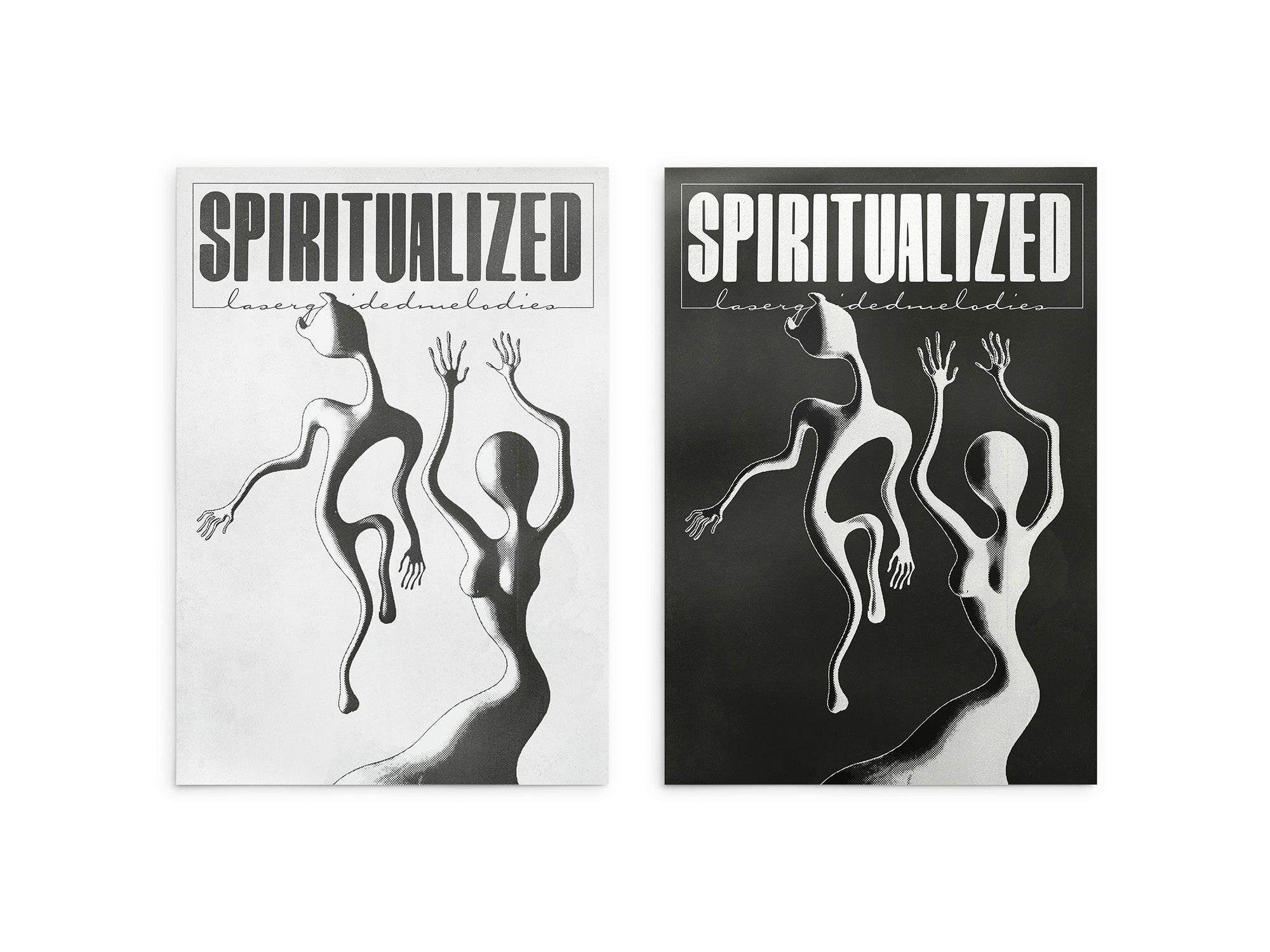 Minimalist Spiritualized Lazer Guided Melodies poster featuring abstract space rock imagery in muted tones