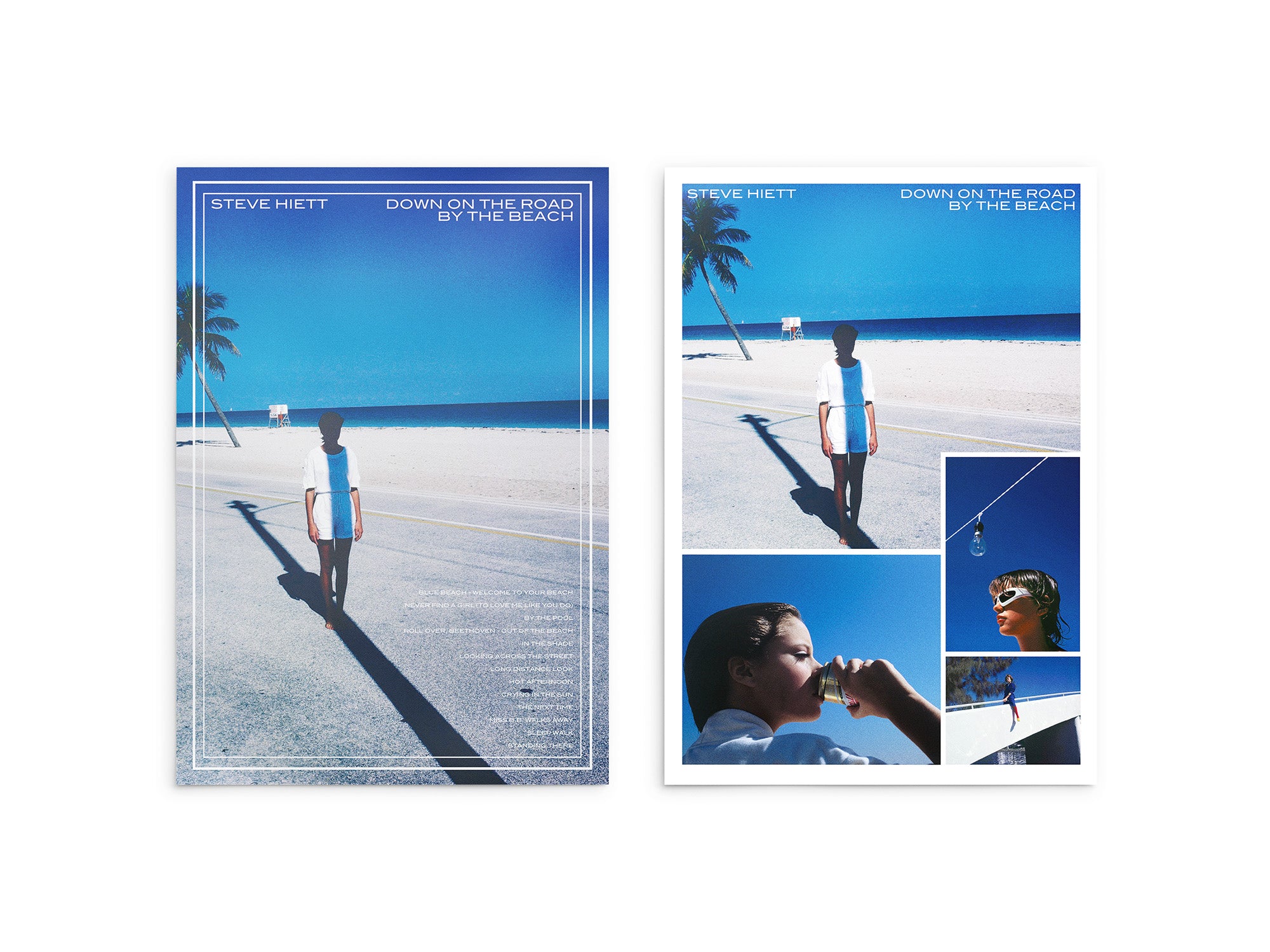 Steve Hiett Down on the Road by the Beach album cover poster featuring iconic 1984 record artwork and full tracklist on premium luster paper