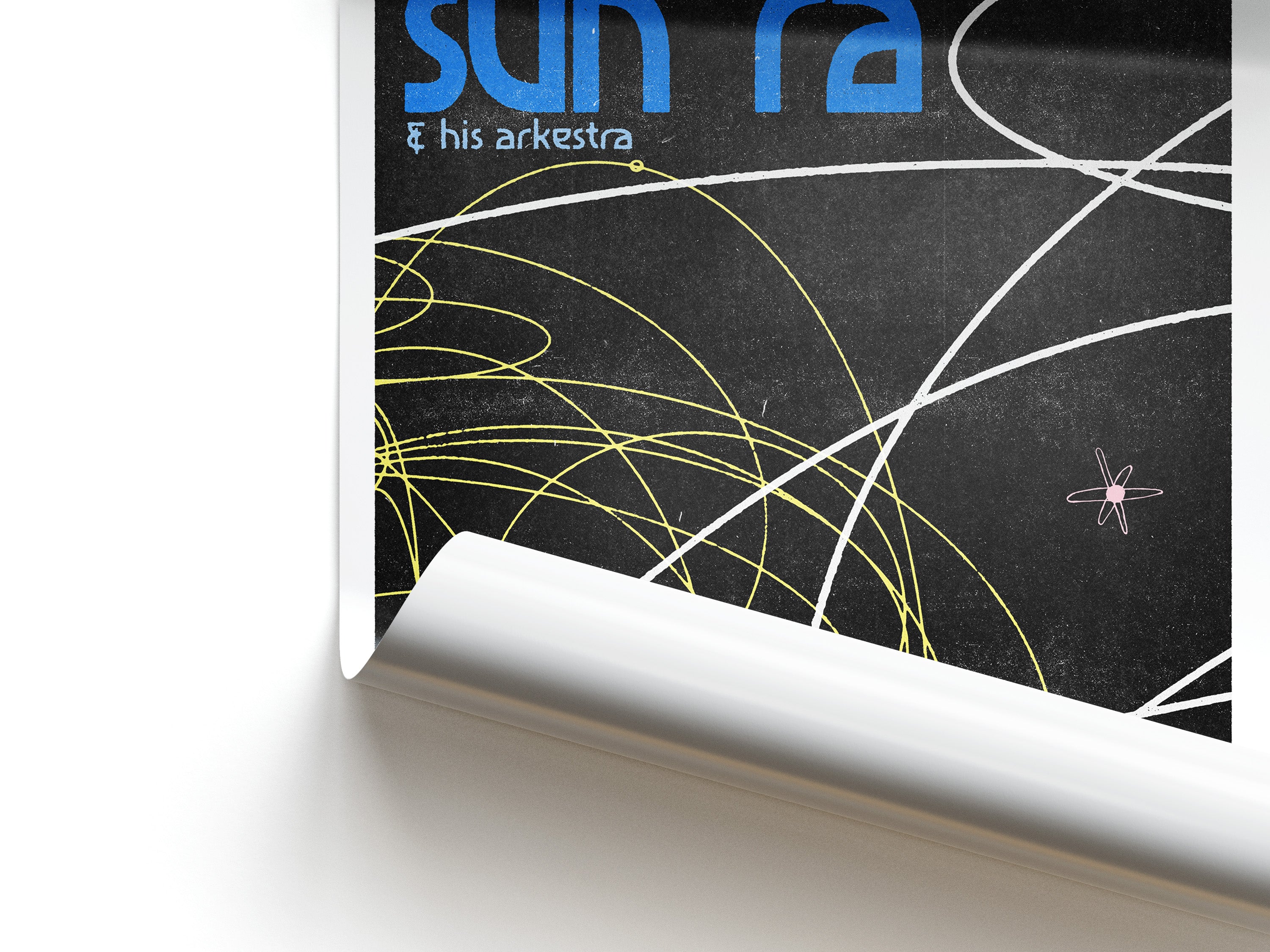 Album poster with 'Sun Ra & his arkestra' text and abstract design on a black background