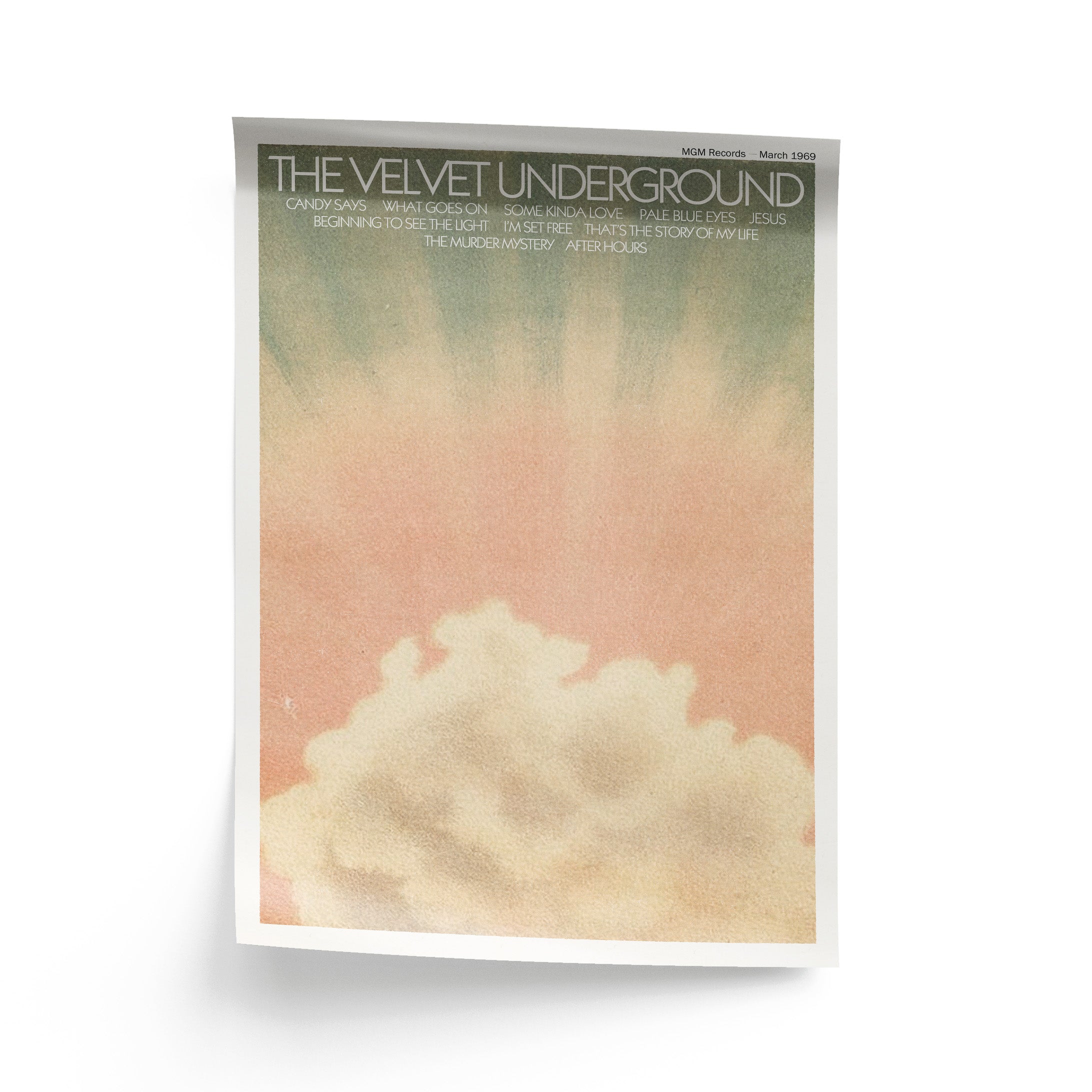 Album cover for 'The Velvet Underground' with a cloud-like design and text at the top.