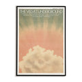 Poster of 'The Velvet Underground' album cover with cloud and gradient design.