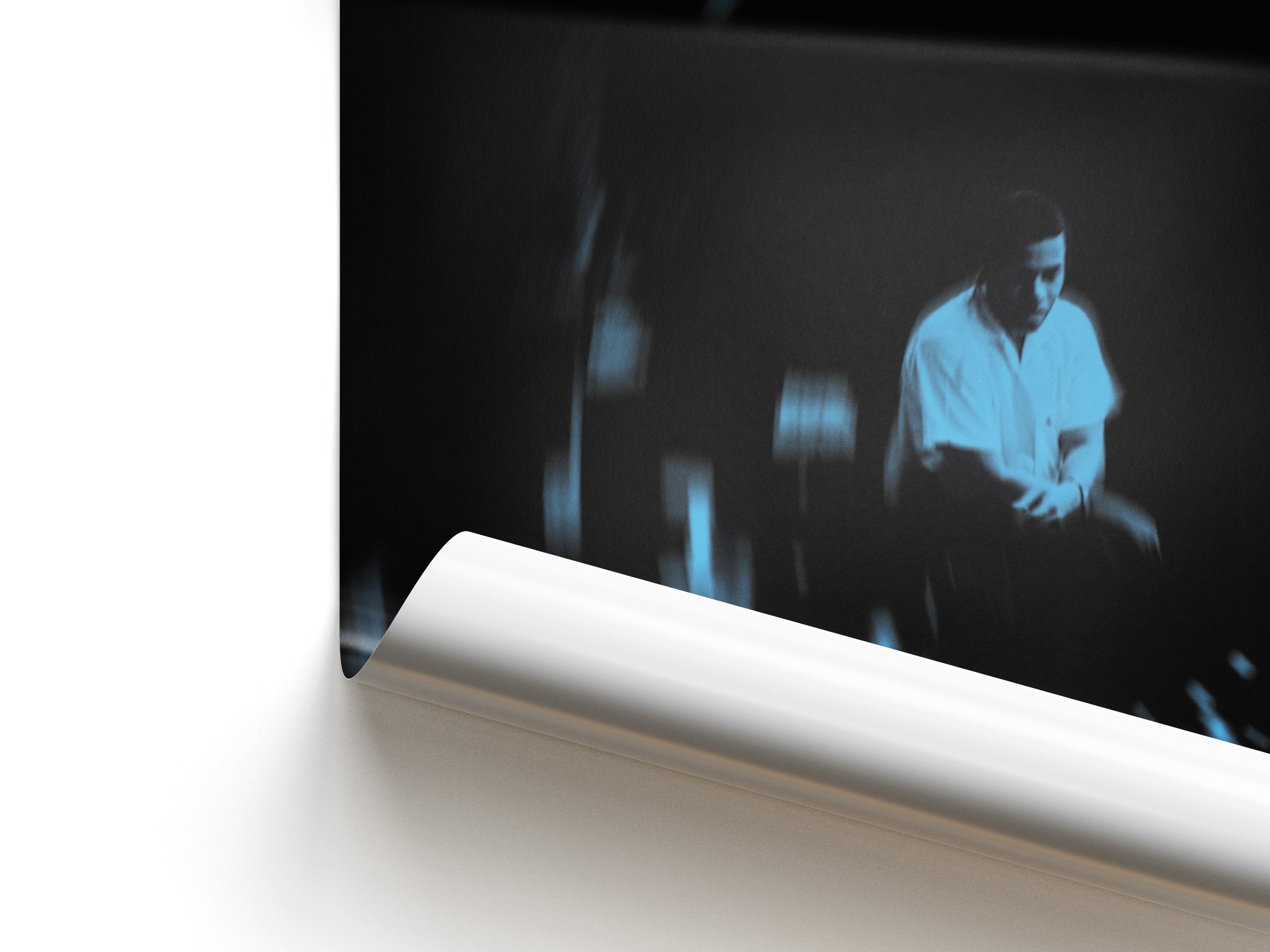 Vintage jazz wall art poster of Wayne Shorter with classic mid-century modern design elements